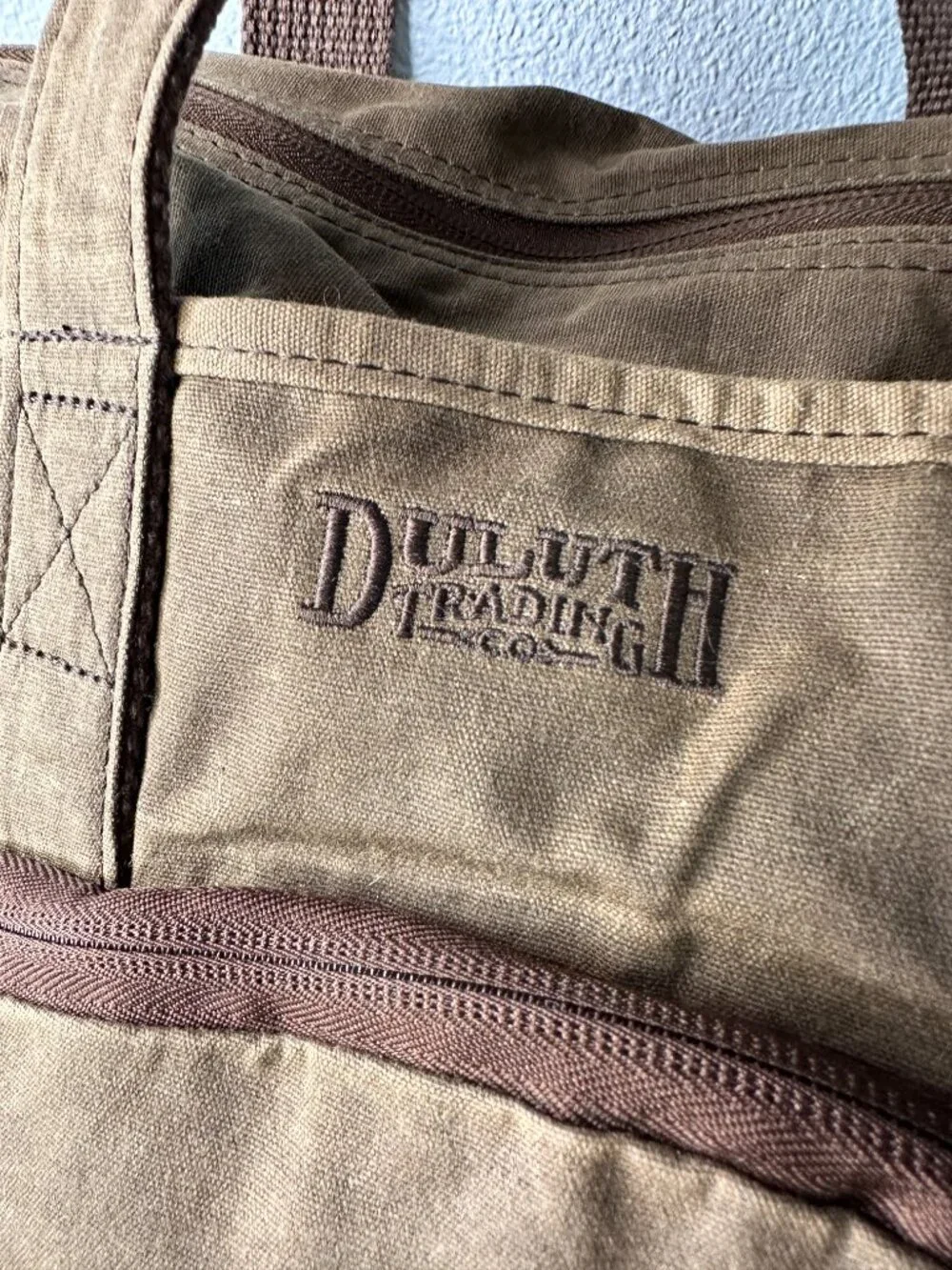 Duluth Trading Messenger Tote Brown Canvas Shoulder Bag